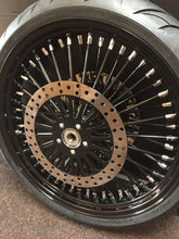 ROAD GLIDE SPECIAL HARLEY ABS GLOSS BLACK EXCEPT NIPPLES 21" X 3.50" 2008'-2023' FLTRXS W/GLOSS BLACK PC ROTOR CENTERS ROTORS BLACK WALL AV91 AVON COBRA CHROME WHEEL SET UP
