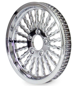 CHROME TWISTED SUPER SPOKE PULLEY 1" X 66 T