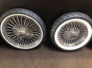 DNA Chrome Smooth Mammoth 52 Fat Spoke Wheels 21x3.5 & 16x3.5 FLSTC Harley Davidson
