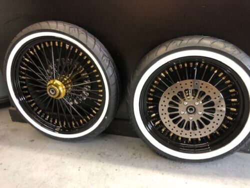 FLSTN Black/Gold Wheels Mammoth 52 Spoke Wheels 21x3.5/18x4.25 HD Soft –  Eagle Parts / Choppershop1