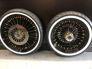 FLSTN Black/Gold Wheels Mammoth 52 Spoke Wheels 21x3.5/18x4.25 HD Softail Deluxe
